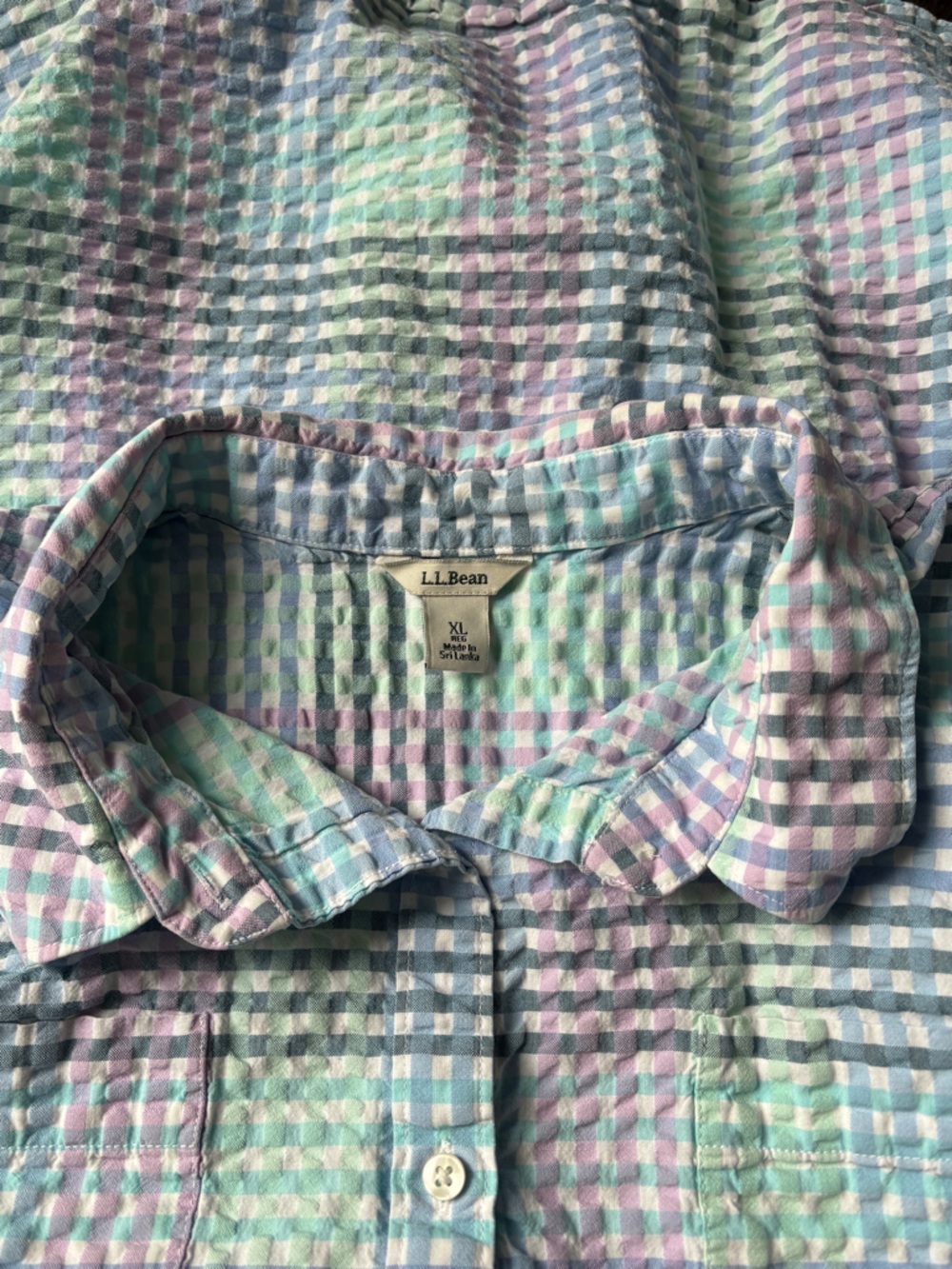 LL Bean Vintage Pastel Gingham Button-Down Shirt - Size XL - Picture 5 of 5